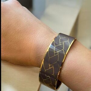 J.Crew Braided Pattern Gray Mauve Purple Gold‎ tone bangle bracelet